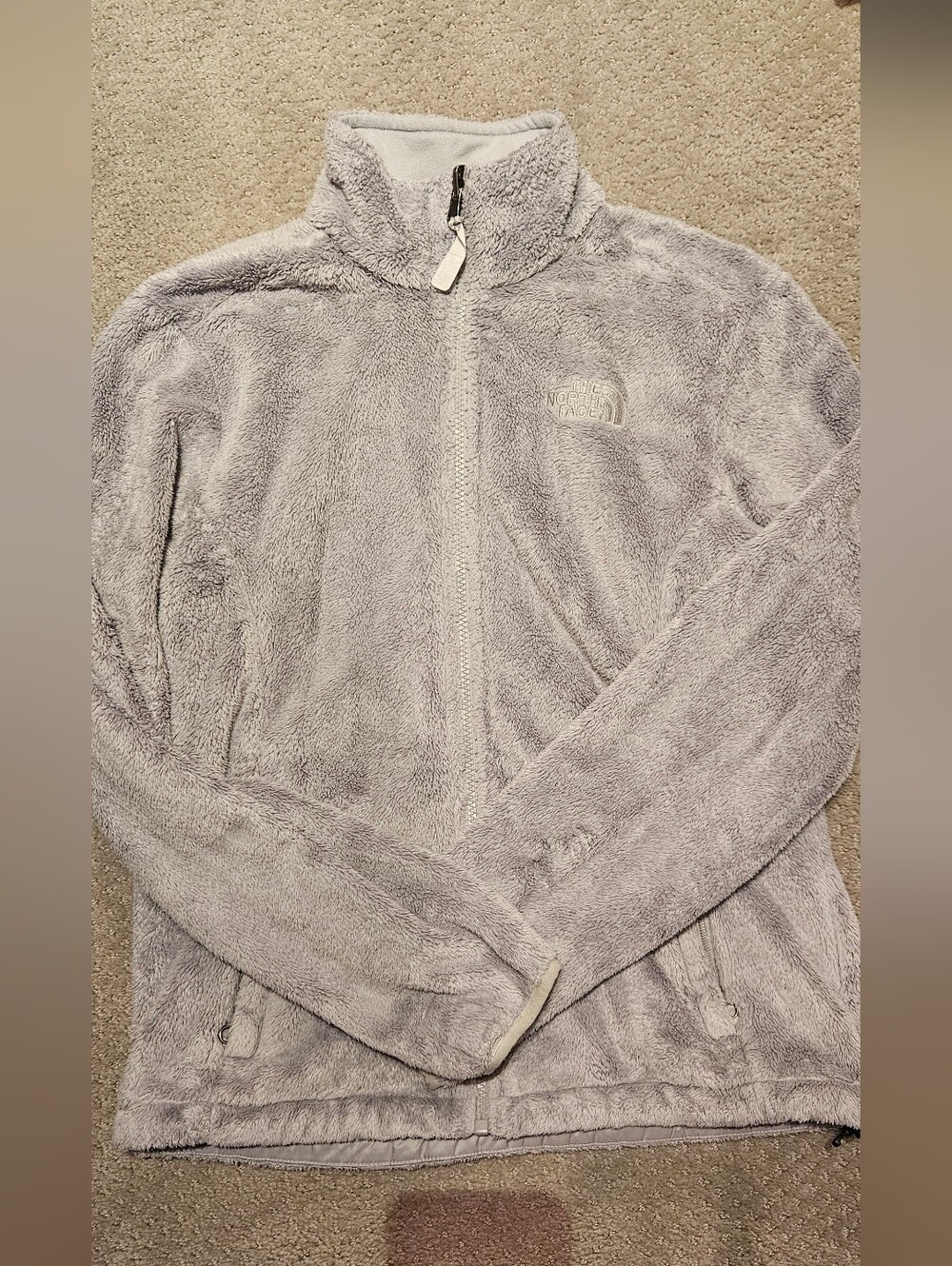 The North Face Light Gray Plush Full-Zip Jacket